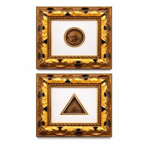Erté Limited Edition Bronze Medallion Pair Art Deco Gilt Frames Numbered